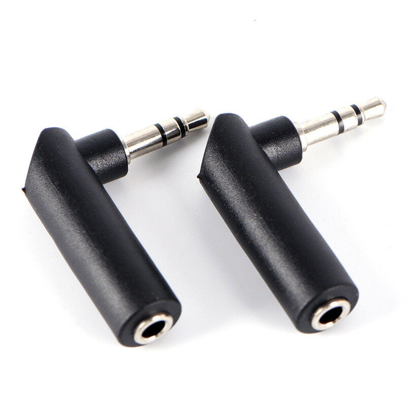 Right Angle 90Degree3.5mm 3Pole Audio Stereo Male to Female Extension Adapter TO
