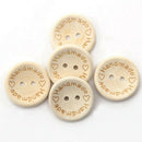 100pcs/pack Hand Made with Love Sewing Wood Button 15mm Round Decorative Cr