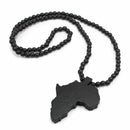 Black Beads Link Chain Wooden Africa Map Pendant Necklace Jewelry For Men FIV