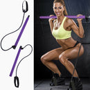 Portable Pilates Bar Stick with Resistance Band for Gym Fitness (Purple)