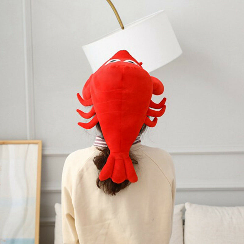 Cute Girls Hat Plush Lobster Hat Earflap Animal Cap Head Warmer Selfie Tools