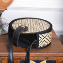 Pattern Hand-Woven Round Rattan Beach Single-Shoulder Cross-Body Bags NaturaB8L9