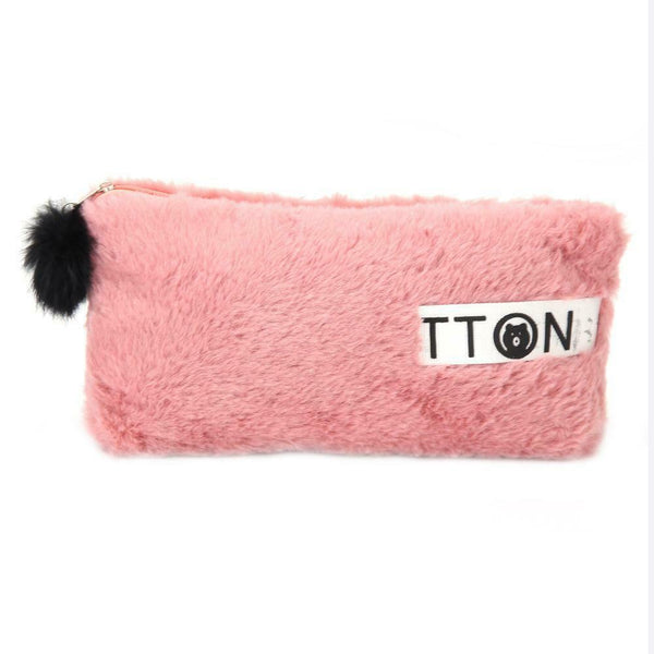 Cute Soft Plush Pen Bag Stationery Cosmetic Pouch Student Supply (Wine Red) A#S