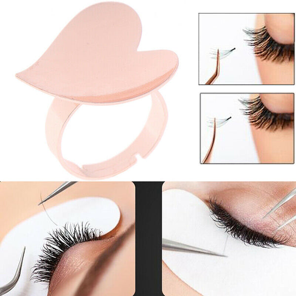 1X Metel Heart Pallet Holder Adhesive Glue Ring Eyelash Extension Tattoo Pigme3C