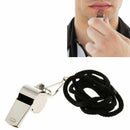 1X Metal Referee Whistle Black Lanyard Emergency Tool Soccer_Sports Footbal G9H9