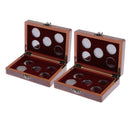 2Pcs Wooden Coins Display Box + 20 Coins Capsual for 20 Coins Collection