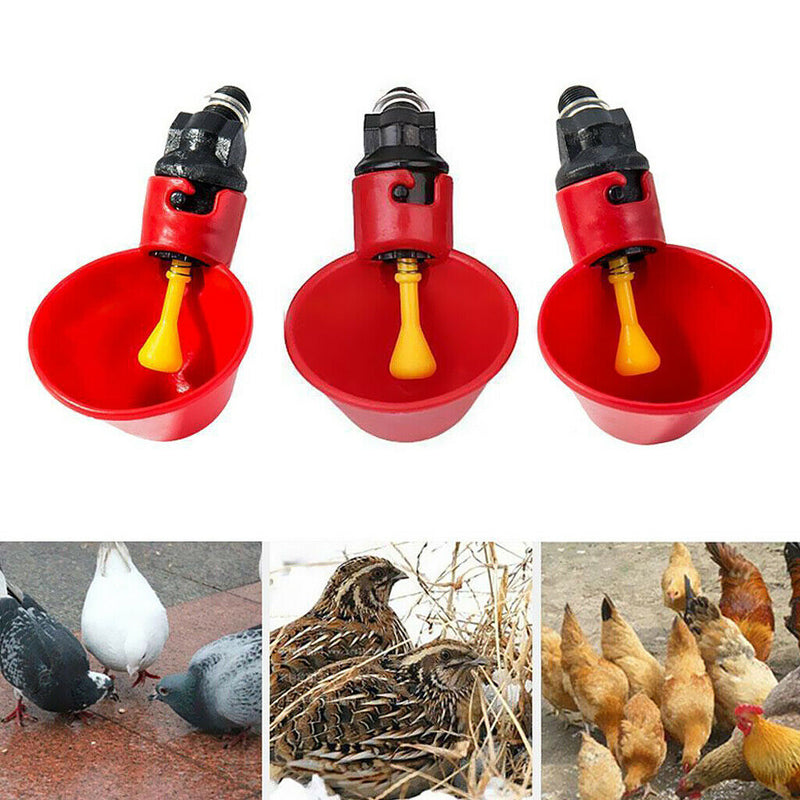 10x Plastic Water Feeder Cups Poultry Pigeon Chicken Duck Drink Bowls Red