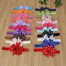 Elastic Baby Girls Dot Printed Bowknot Headband Hair Accessories(20Pcs)
