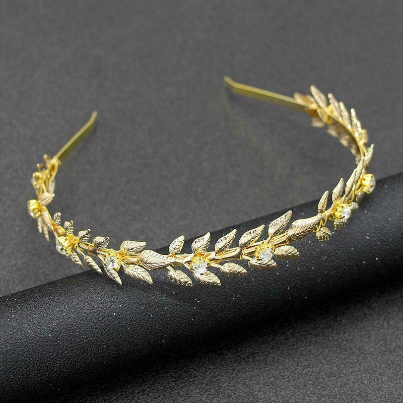 Fashion Headdress Retro Metal Leaf Rhinestone Bride Headwear Hair Jewelry