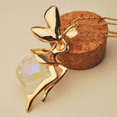 Charm Crystal Fairy Angel Wing Pendant Necklace Long Chain Chic Sweater Jewelry