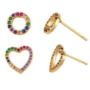 Fashion Cubic Zirconia Geometric Hollow Round Love Type Earring Bohemian Gi