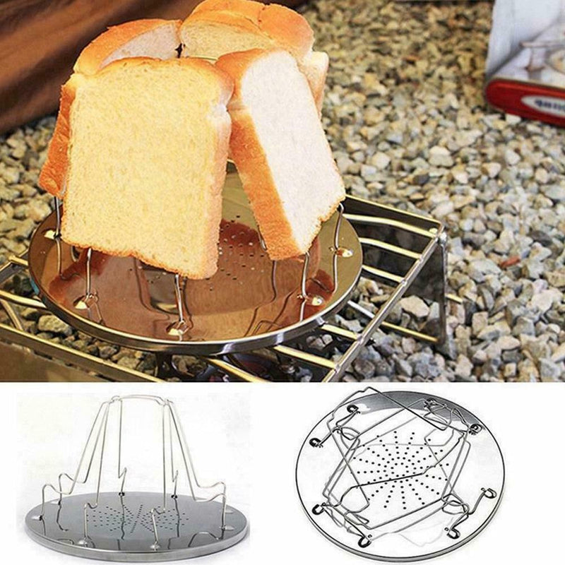 1*Stainless Steel Toaster 4 Slices Camping Barbecue Grill Equipment H0B2