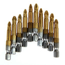 10 x Anti Slip Electric Screwdriver Bits Single Side Magnetic Hex Shank PH2