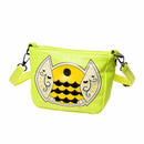Mini Owl Print Pattern Courier Bag Schoolbag PU Leather Case Wallet, Fluore