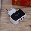 3USB EU Plug LED Mobile Phone Charger Multi-Head Travel Charger(2A)(Black)