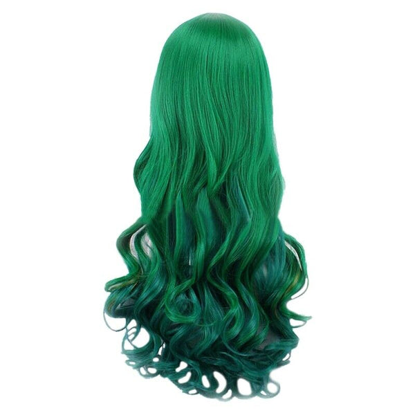 Dark green lady wig dark green long curly wig Long Hair 68CM wig for Women  C1S9