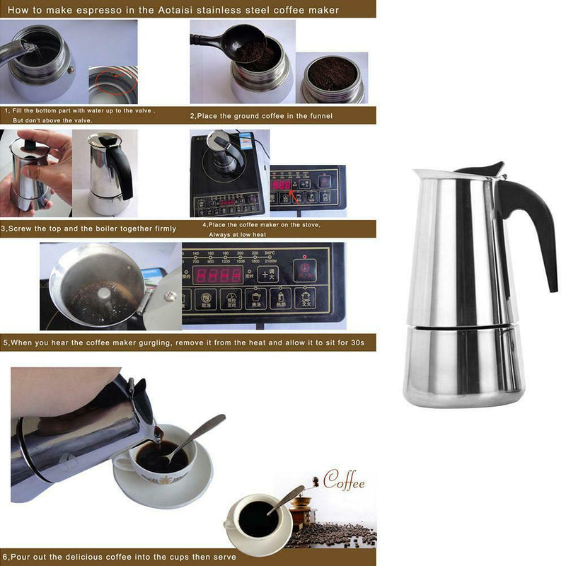 Stainless Steel Filter Mocha Coffee Pot Moka Italian Coffee Maker (300ml)