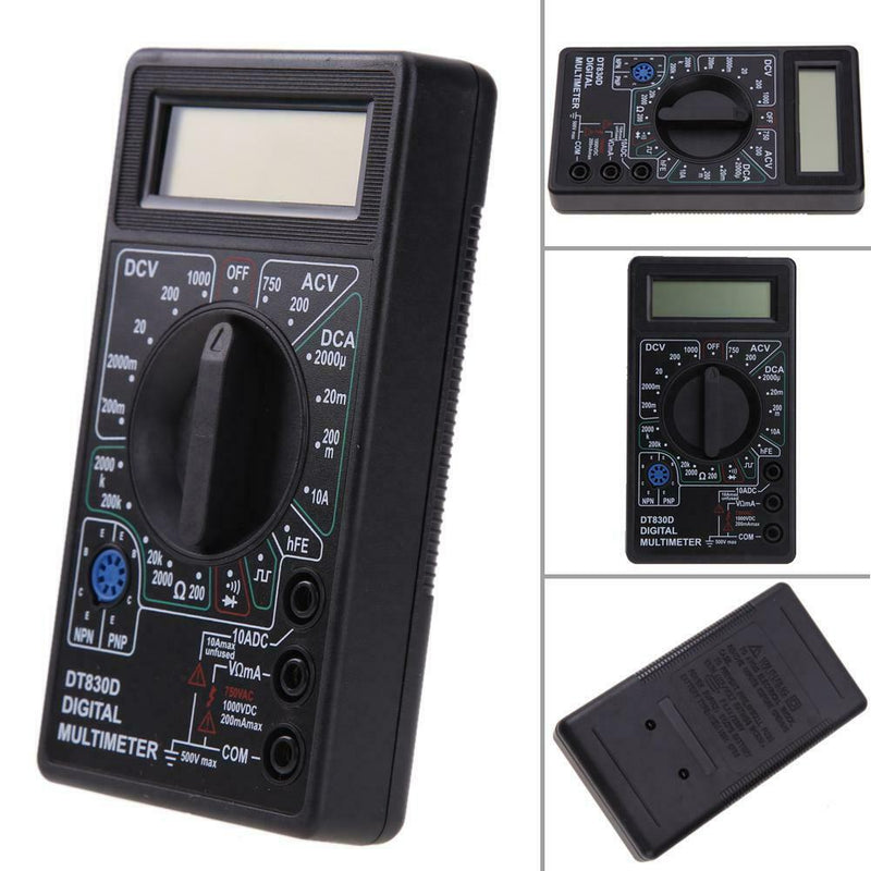 Digital Multimeter Ohm Voltmeter Ammeter AVO Meter DT830D Test Leads LCD