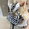 Casual Zebra Pattern Shoulder Envelope Bag Women Plush Big Capacity Satchel
