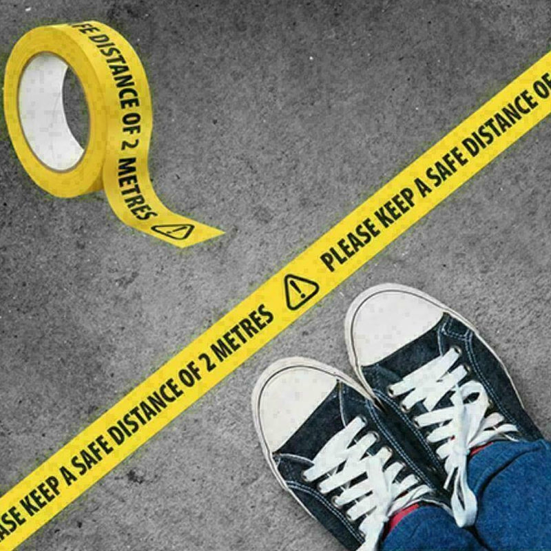 Keep 2 Metres Distance Warning Tape Floor Marking Social Distancing 33M K6X R4K6