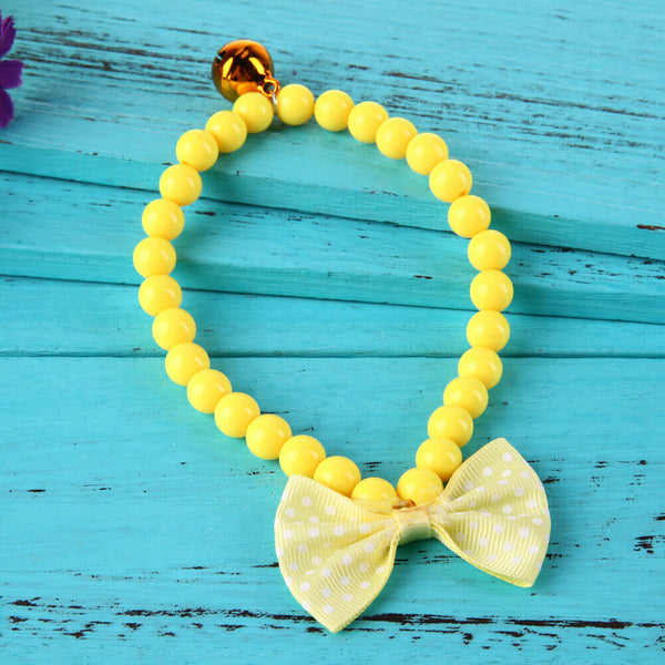 Pet Dog Cat Jewelry Acrylic Beads Necklace Bowknot Collars With Bells #gib