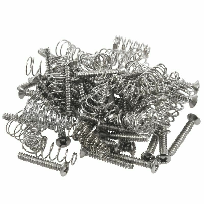 50pcs Chrome Single Coil Pickup Screws & Adjust Height Springs For Fender G