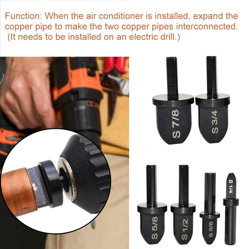 6pcs Multifunction Copper Pipe Swaging Tool Drill Bit Set Portable Bearing Steel
