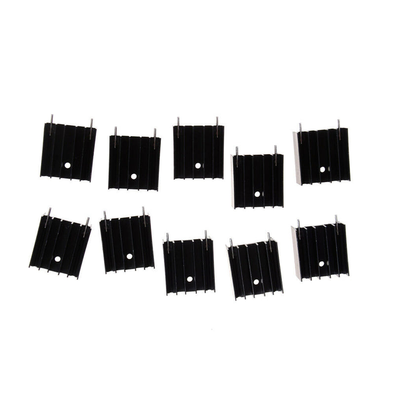 10Pcs 25*23*16MM TO220 Transistor Aluminum Radiator Heat Sink With 2Pin B Ew