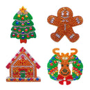 4pcs DIY Full Drill Special Shaped Diamond Painting Xmas Tree Elk Key Ring Gifts