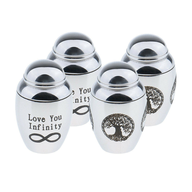 4 Pieces Stainless Steel Cremation Urn Memorial Jar Tree Of Life Love You