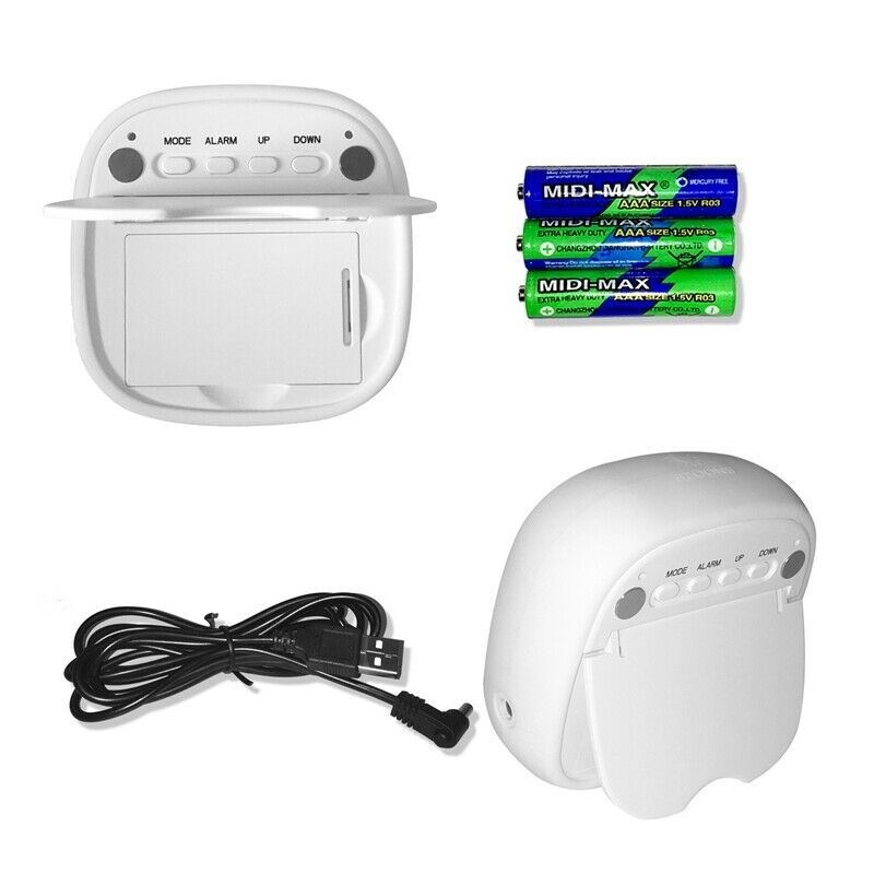LED Digital Travel Snooze Alarm Clock Large Screen Silicone Voice Controlle E7G5