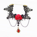 Neck Strap Gothic Collar Lace Big Flower Party Women Short Clavicle Necklace
