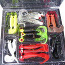 17pcs Fishing Lure Lead Jig Head Hook Grub Worm Soft Baits Shads Silicone Tackle