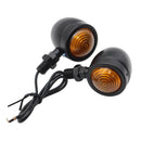 1 Pair Mini Retro Motorcycle Turn Signal Lights Motorbike Blinkers (Black) A