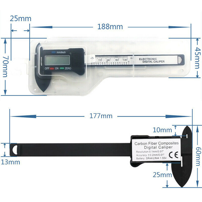 Arrival  LCD Digital Electronic Carbon Fiber Vernier Micrometer Measuring T Ew
