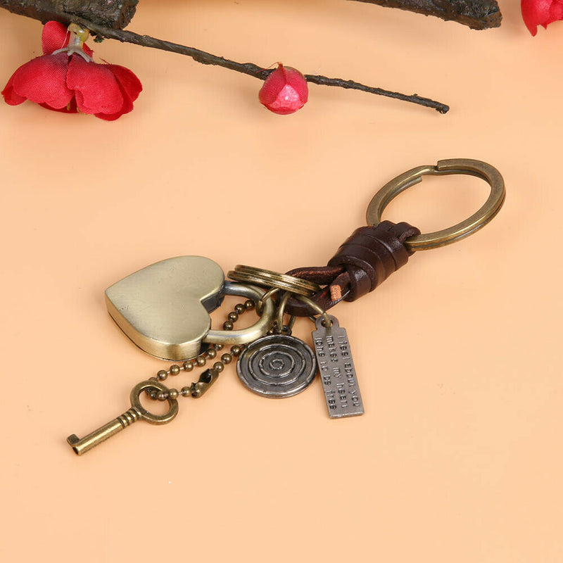 Men Love Heart Lock Charms Keychain Key Chain Ring Holder Pendant Jewelry A