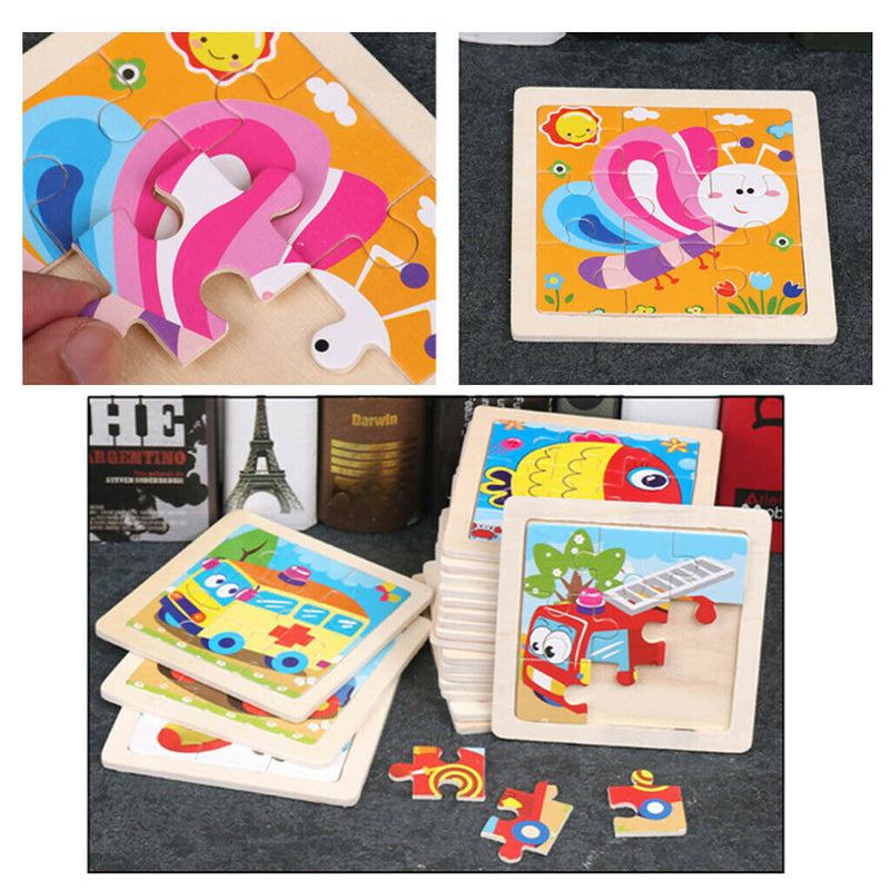 2x Wooden Animal Puzzle Baby Toldder Preschool Kids Early Education Toys