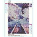 5D DIY Full Drill Diamond Painting Peach Blossom Railway Cross Stitch Kits