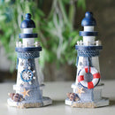 Wooden Lighthouse 17cm High Nautical Sea Themed Home Bedroom Decor Crafts
