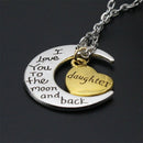 Necklace Fashion Women Elegant Love Moon Letters Daughter Crystal Pendant N