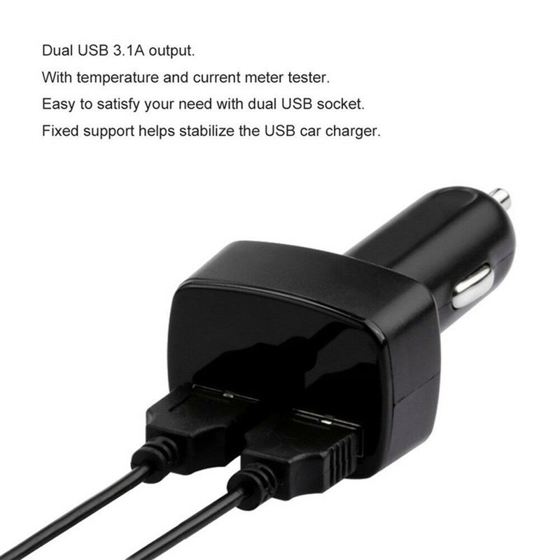 3in1 LED Car Voltmeter 5V Dual USB Car Charger Current Tester Cigarette Socket