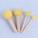 4pcs DIY Wooden Handle Sponge Painting Graffiti Brush for Kids Drawing Toys A