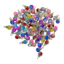 50pcs Crackle Glass Bead Charms Floral Pendants For Jewelry Making Bracelets