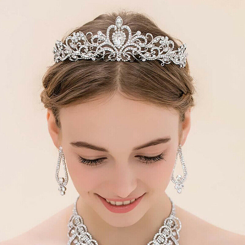 Women Girls Elegant Wedding Bride Crown Headwear Rhinestone Tiaras Cute Gif Gw