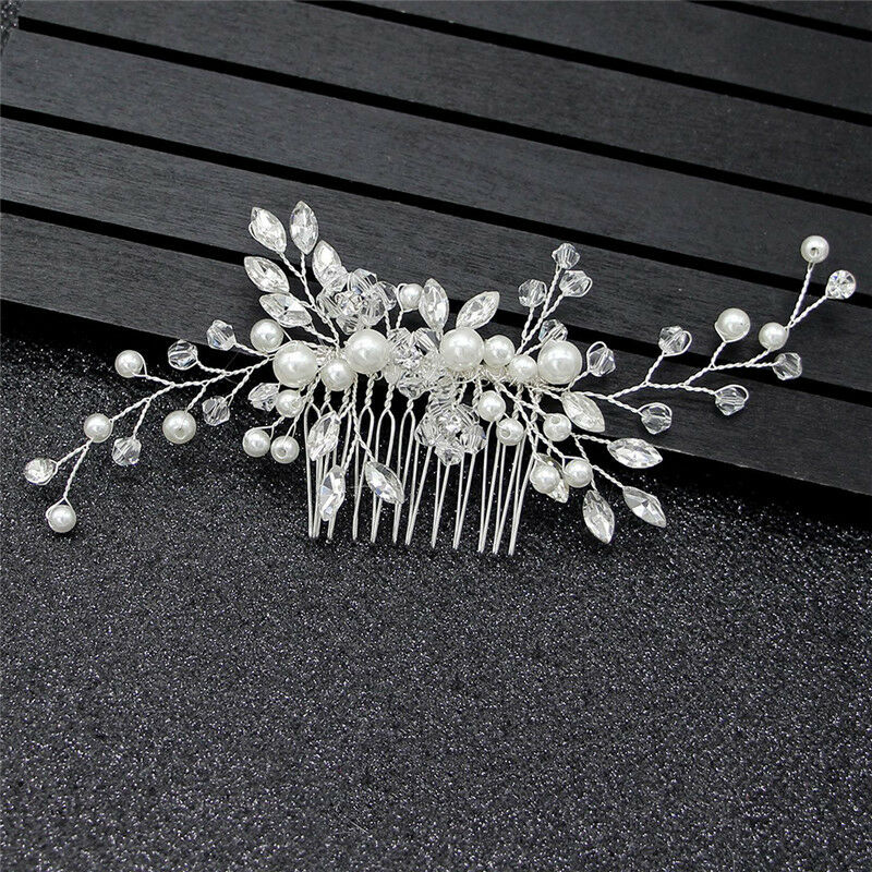 Crystal Pearls Women Hair Jewelry Wedding Hair Comb Bridal Headpieces B Gw
