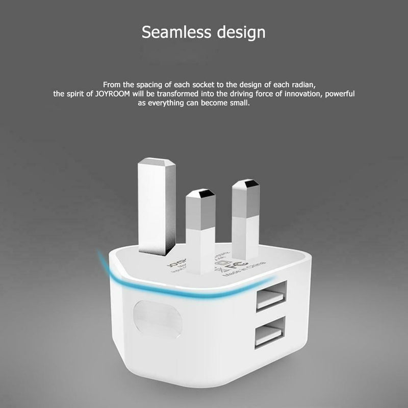 Portable Dual 2 Port USB Charger UK Plug 2.4A+1A Phone Travel Wall Adapter