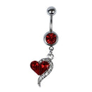 1pcs Rhinestone Crystal Heart Barbells Belly Button Rings Body Piercing red