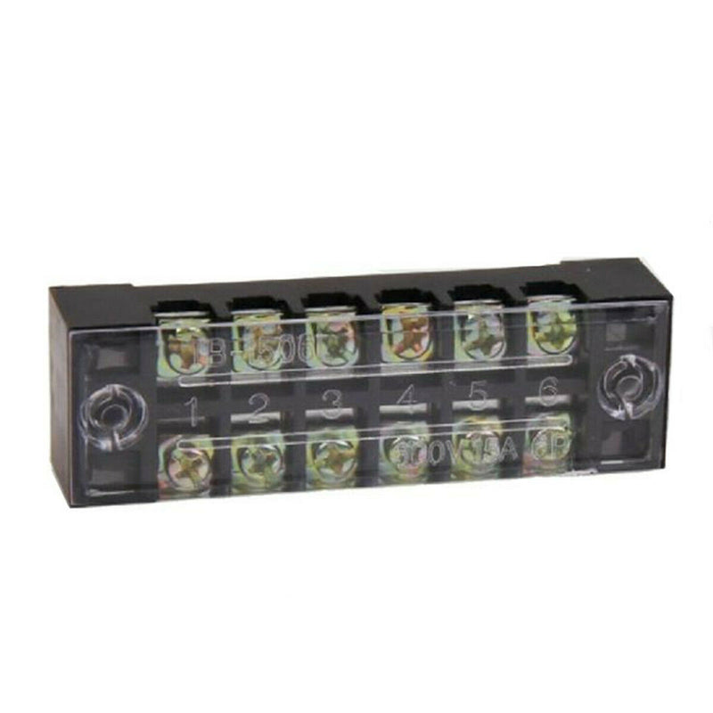 4Pcs Block/Strip 6 Position 600V 15A Wire Barrier Dual Row Screw Terminal Panel