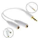 Cable splitter of white earphones 3.5 mm audio