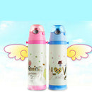 Kids Drinking Insulation Baby Straw Cup Kids School Bottle Pink